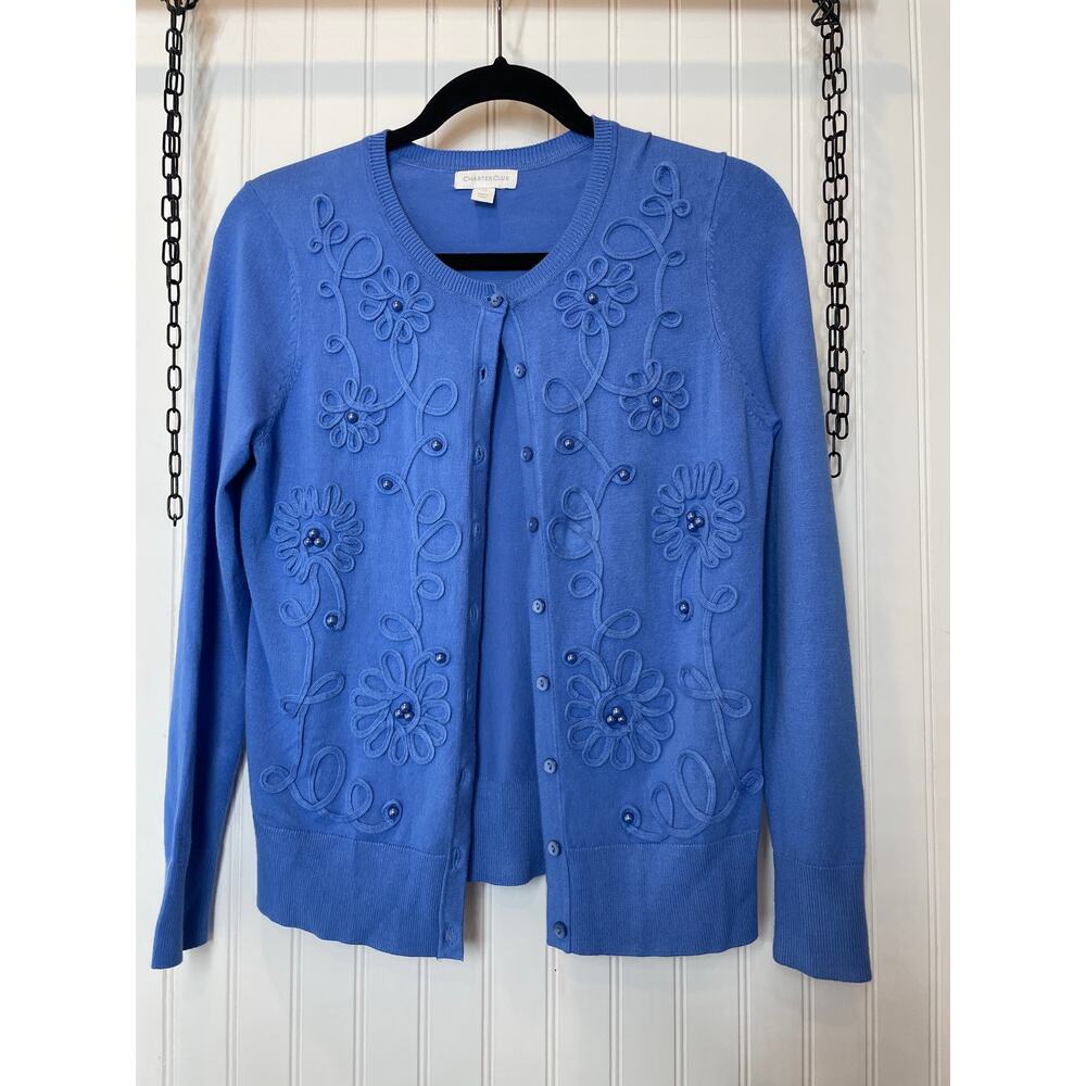 Ralph Lauren CHARTER CLUB Womens Embellished Cardigan Sweater Topper Size XS